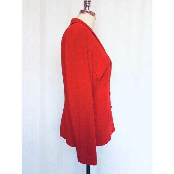 GEORGIO ARMANI Vintage Womens Large Red Wool Crepe Blazer - Picture 4 of 8
